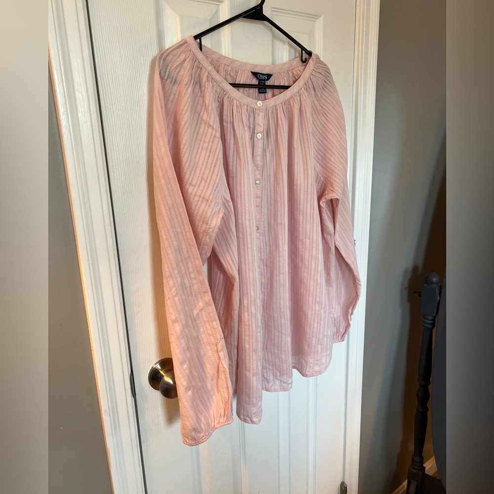 Chaps Light Pink Striped Blouse - Picture 3 of 8